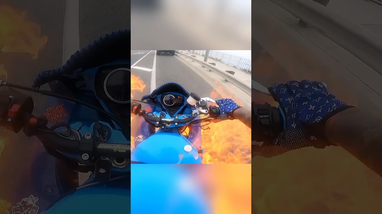 Biker’s Bike Burning 🤯 Credit @LivingLikeLarry619