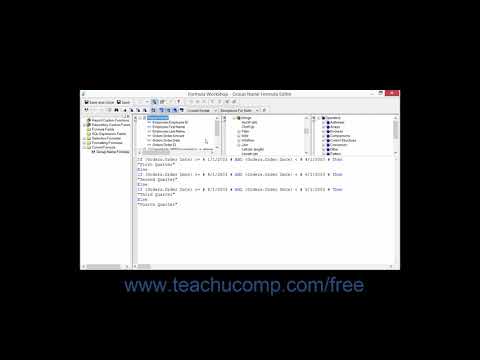 Crystal Reports 2013 Tutorial The Formula Workshop-Formula Editor Window Business Objects Training