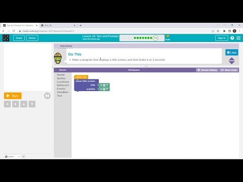 L23-13 |Code.org | Express-2021 | Lesson 23: Texts and Prompts | level ...