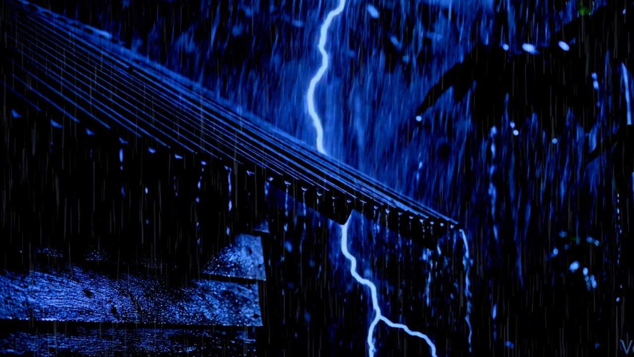 Rain on a Tin Roof for Sleeping 24/7, Deep Sleep with Heavy Rain & Thunder on Metal Roof at Night