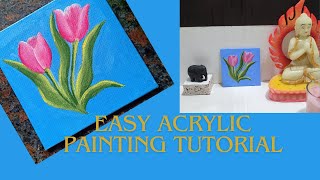 Acrylic Painting Tulip Flowers Acrylic Painting Tutorial Acrylic Painting For Beginners Tutorial
