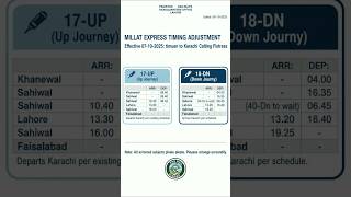 Millat Express Schedule 17Up18Dn