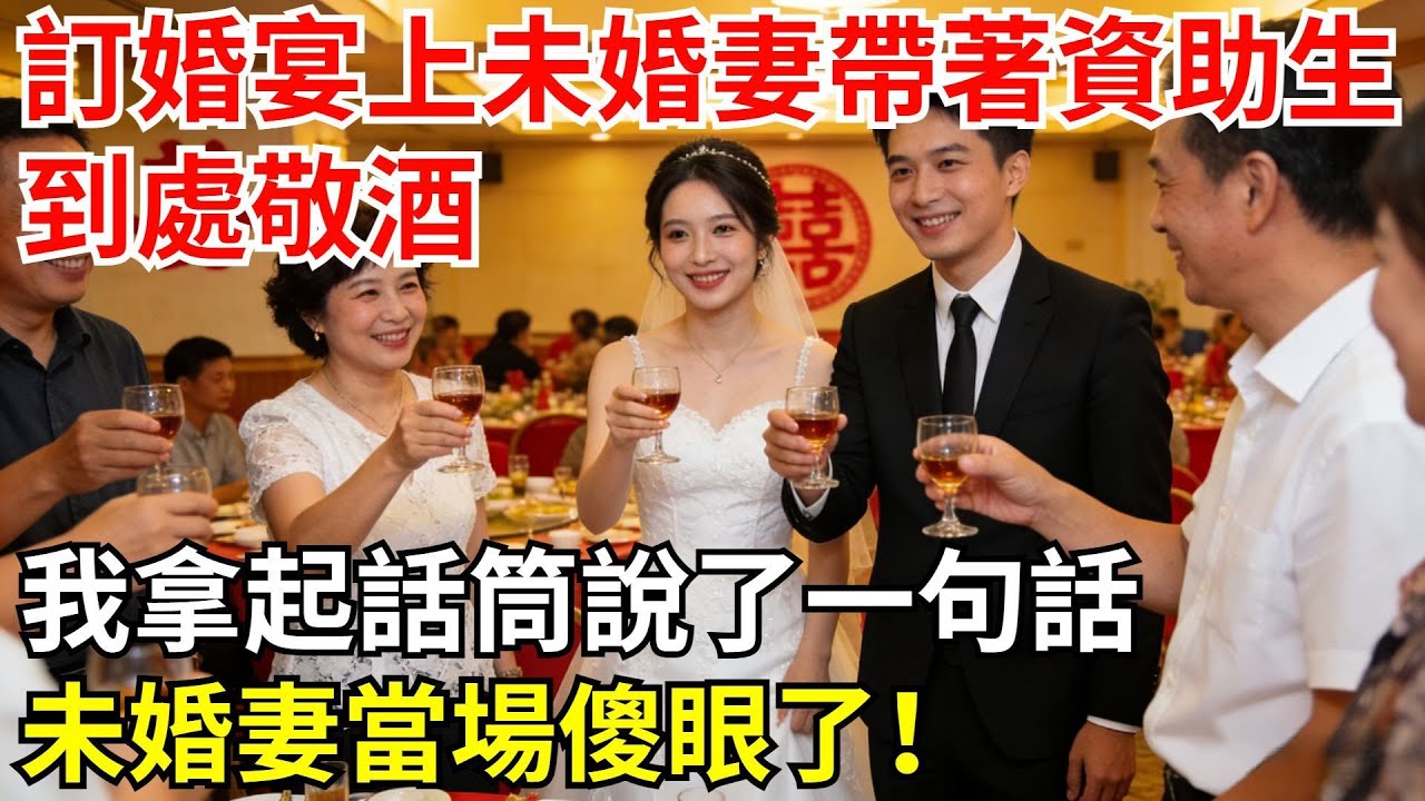 訂婚宴上，未婚妻帶著資助生到處敬酒，我拿起話筒説了一句話，未婚妻當場傻眼了！#故事#情感