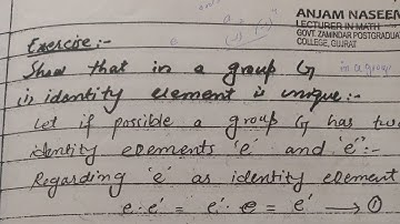 identity element in a group is unique| Therom proof