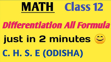 Differentiation All Formula In Odia||12 Class Mathematics||CHSE Pattern||Puja Study Center