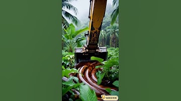 Excavator Operators Confront Snakes in Wet Amazon Forest,#SnakeEncounter#ExcavatorLife