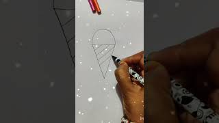 How To Draw Ice cream Cone From Alphabet Letter V | Simple Ice Cream Drawing #drawing #alphabet screenshot 4