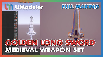 3D Modeling in Unity - Full Making Video of Modeling & Unwrapping a Golden long Sword