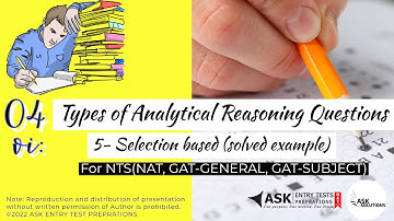 LEC 04 vi: Types of Analytical Reasoning Questions |5-Selection based(solved example)|