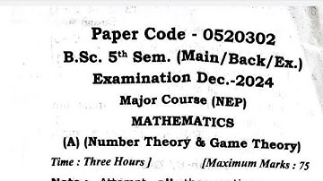 Number and Game Theory Bsc 5th sem Maa Shakumbhari University Mathematics Study By Sukanya Srivastav