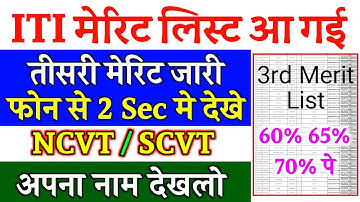 iti third merit जारी,up iti 3rd merit list kab aayega,up iti 3rd merit list 2021 #iti 3rd merit list