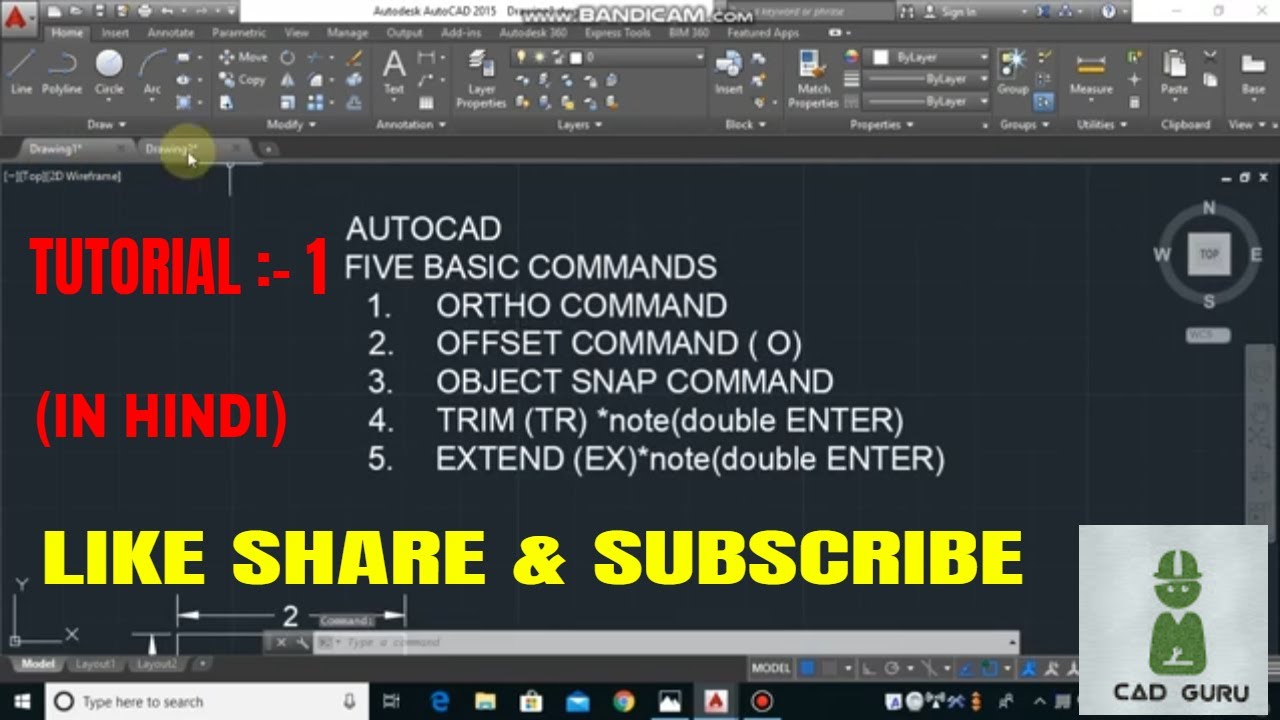 Autocad Tutorial LESSON - 1 - YouTube