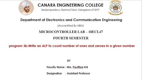 VTU|MICROCONTROLLER LAB|18ECL47|program3b programs To count the number of ones and zeroes