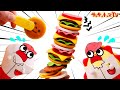 パズルみたいなタワーバーガーを倒さず作れるかな？ハンバーガー屋さんごっこ！親子向け知育教育★サンサンキッズTV★