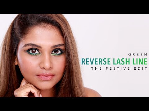 Green Reverse Lash Line Eye Makeup Look | Glamrs Cat Eyeliner Tutorial