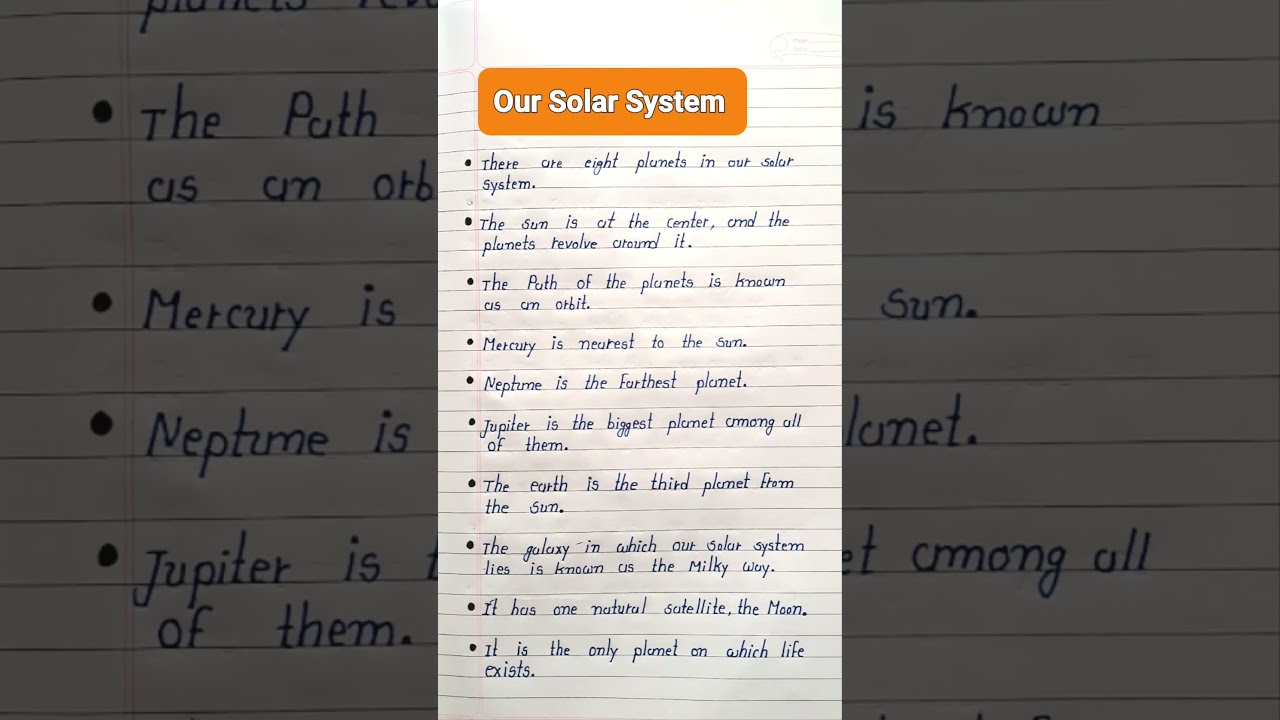 Essay On Solar System 10 Lines Our In English Write