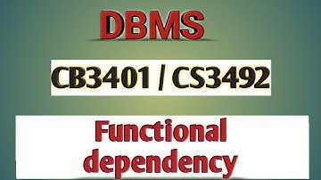 Functional dependency  in DBMS tamil||CB3401||CS3492||Anna university reg-2021.