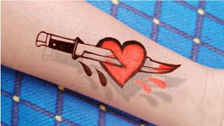 How to draw beautiful Heart tattoo by trickby tattoo by kk  YouTube