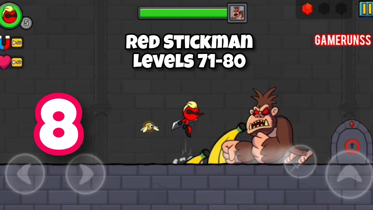 Red Stickman: Stick Adventure - Gameplay Walkthrough Android Part 8 - Levels 71-80
