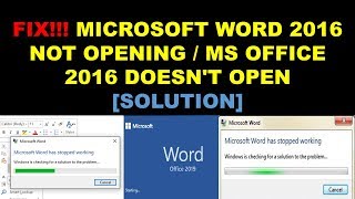 FIX Microsoft Word 2016  2019 Not Opening  Ms Office 2016 2019 Doesn