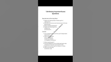 12th Class #Botany Important Guess Questions 2025 #12thclass #Jkbose #Exam #guesspapers