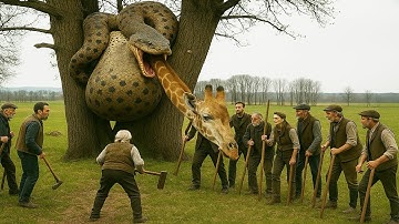 Heroes vs Giant Python  Dramatic Rescue of Mother Giraffe🦒🐍