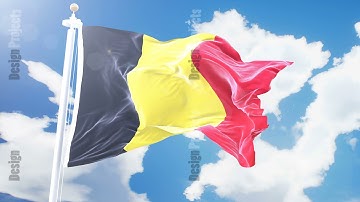 Realistic flag of Belgia waving against time-lapse clouds background. Seamless loop in 4K resolution