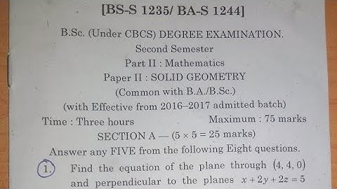 Bsc Solid geometry (maths) 2nd semester previous question papers