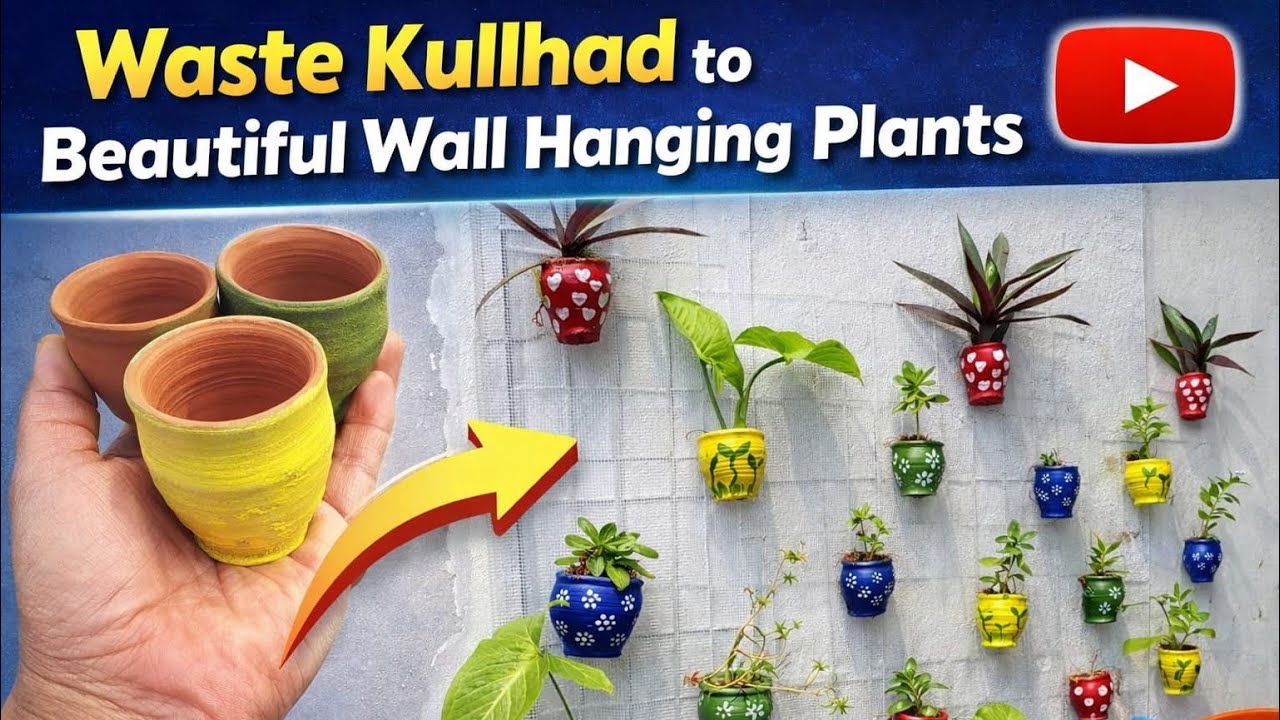 DIY hanging plants with kulhad 🌱💗#trending #diy #diycrafts #viral #ytshorts #praakritik_therapy 