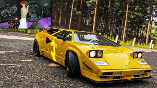 Driving a 1400HP V12 Monster! Lamborghini Countach POV | Forza Horizon 6 Steering Wheel [4K]