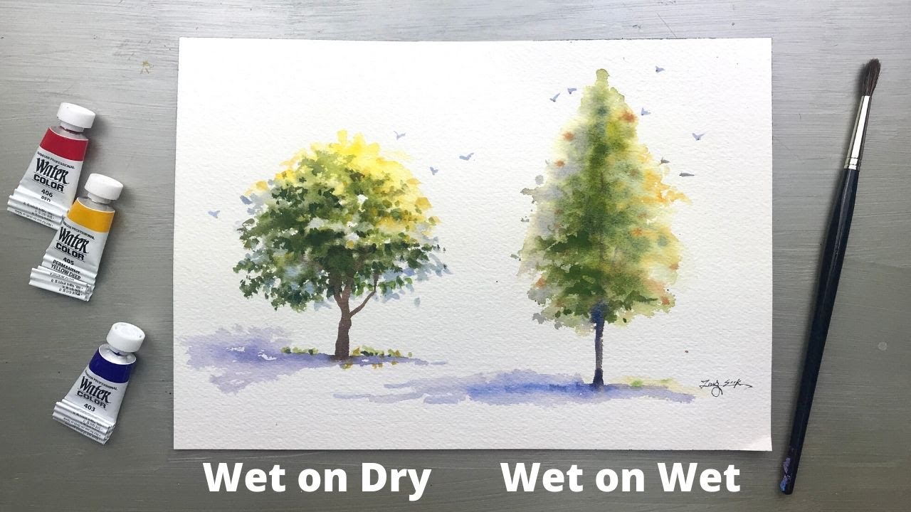 Easy Watercolor Painting Use Only 3 Primary Colors WET ON WET Vs WET easy-watercolor-painting-use-only-3-primary-colors-wet-on-wet-vs-wet