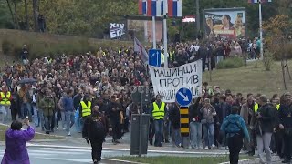 Thousands join protest marches in several Serbian towns against Vucic government