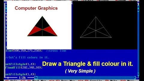 How to draw a Triangle in Computer Graphics Using- Turbo C | Triangle & fill colour in it. #Graphics