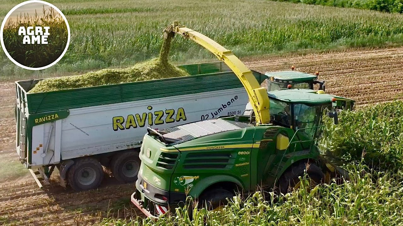 Trinciatura mais | John Deere 8800i | 2x John Deere 6155R, 6250R, 8370R | Tecnoagricola Ciceri