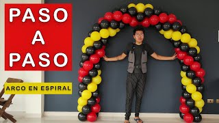 ARCO de GLOBOS en espiral  SIN ESTRUCTURA paso a paso