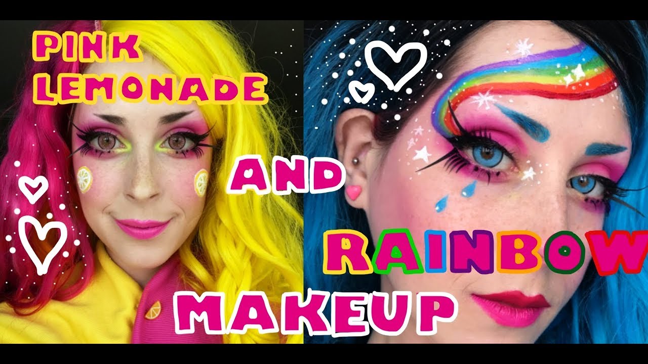 pink lemonade & rainbow makeup - YouTube