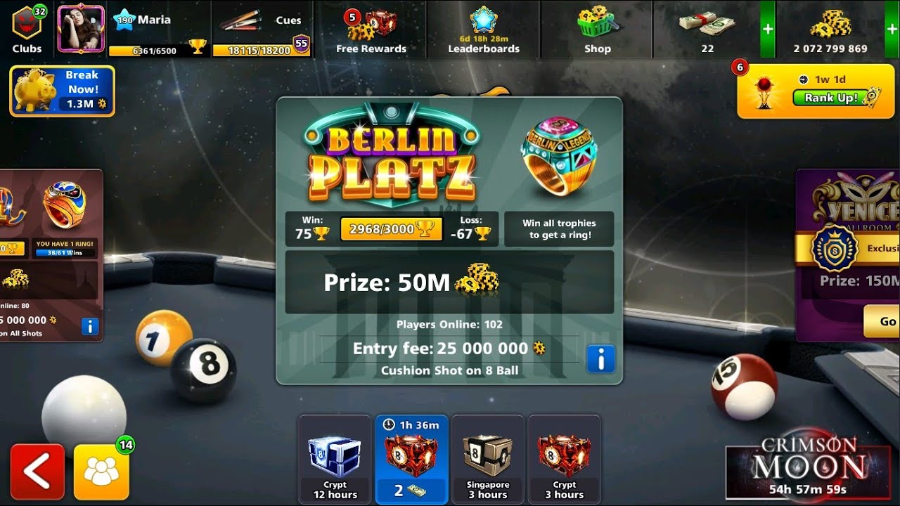 8 Ball Pool Live | Free Coins |free coins at 100 points| giveaway on ...