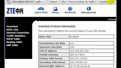 Restaurando BACKUP de configuração do modem ZTE ZXDSL 831 II