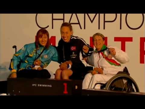 Swimming - medal ceremony women's 100m breaststroke SB4  - 2013 IPC Swimming Worlds