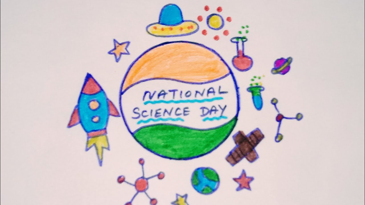 How to draw national science day poster drawing/science day drawing step by step/science day.