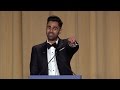 Comedian Hasan Minhaj takes up the stage at the White House Correspondents Dinner