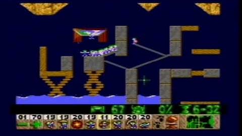 Lemmings Level 8 Tricky: Lemming Drops SEGA Mega Drive