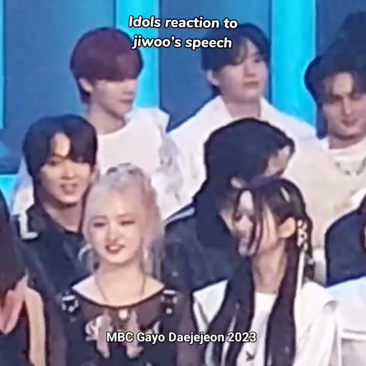 Idols reaction NMIXX Jiwoo speech MBC Gayo Daejejeon 2023 ending stage #nmixx #shorts