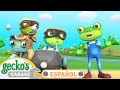 Carrera de coches de la abuela Gecko | 🐸 Garaje de Gecko | Carros para niños | Vídeos educativos