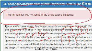 This roll no was not found in the board exams database | Online Form Info