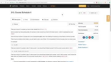 [Leetcode 210] Course Schedule II