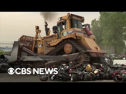Confiscated dirt bikes and ATVs bulldozed in NYC