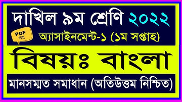 দাখিল ৯ম শ্রেণির বাংলা ১ম সপ্তাহের এসাইনমেন্ট ২০২২ || dakhil class 9 bangla 1st week assingment 2022