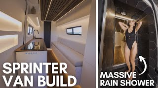 FULL VAN BUILD | RAIN SHOWER IN A SPRINTER VAN | LUXURY MODERN Tiny Home for Full Time VANLIFE!