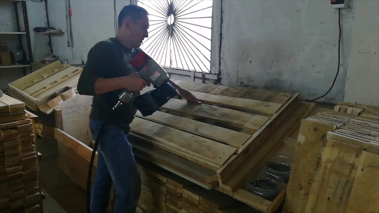 Цех по производству деревянных евро поддонов - YouTube